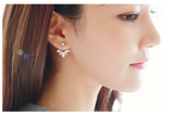 Plated Leave Crystal Stud Earring