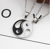Black White Couples Paired Necklace