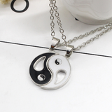 Black White Couples Paired Necklace