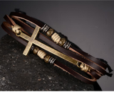 Real Leather Cross Bracelet