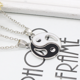 Black White Couples Paired Necklace