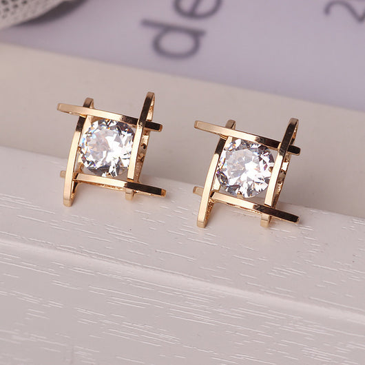 Full Crystal Square Stud Earring