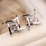 Full Crystal Square Stud Earring