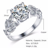 Wedding Crystal Leaf Engagement Ring