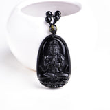 Obsidian Carved Buddha Lucky Amulet