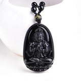 Obsidian Carved Buddha Lucky Amulet