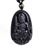 Obsidian Carved Buddha Lucky Amulet
