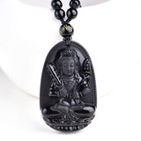 Obsidian Carved Buddha Lucky Amulet