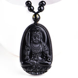 Obsidian Carved Buddha Lucky Amulet