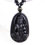 Obsidian Carved Buddha Lucky Amulet