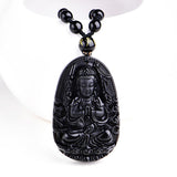 Obsidian Carved Buddha Lucky Amulet