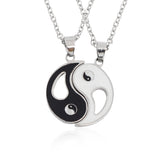 Black White Couples Paired Necklace