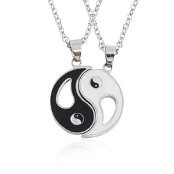 Black White Couples Paired Necklace