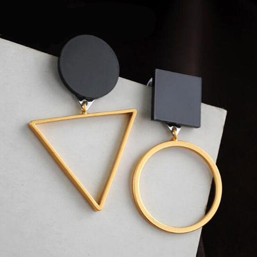 Triangle Round Geometric Earring