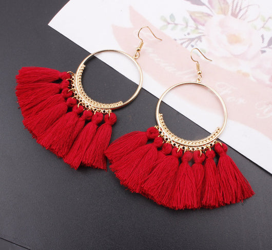 Handmade Cotton Tassel Earring
