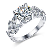 Wedding Crystal Leaf Engagement Ring