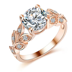 Wedding Crystal Leaf Engagement Ring