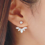 Plated Leave Crystal Stud Earring