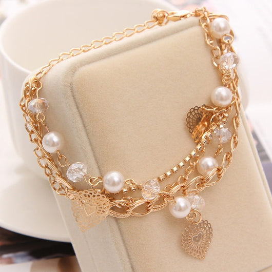 Multilayer Beaded Pendant Bracelet