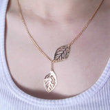 Leaf Moon Pendant Necklace Crystal