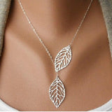 Leaf Moon Pendant Necklace Crystal