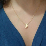 Leaf Moon Pendant Necklace Crystal